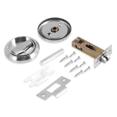 Imagem de KHZSPP Fechadura de porta redonda embutida, puxador de porta de copo oculto de aço inoxidável, puxador de trinco, puxador de trinco embutido sem chave, puxador de porta oculto embutido redondo para