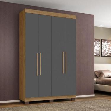 Imagem de Guarda-Roupa Bélgica 4 portas 2 gavetas Amêndoa Grafite - Milani Movel