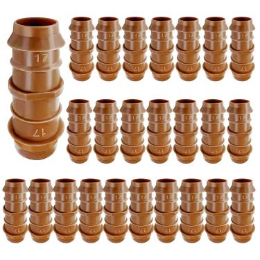 Imagem de Pacote com 25 acessórios de acoplamento farpado para irrigação por gotejamento - Acopladores de tubo de gotejamento de 1,5 cm, conectores de linha de mangueira para sistema de irrigação por