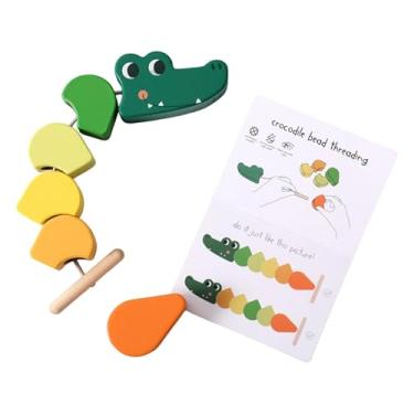 Imagem de harayaa Contas de madeira para amarrar, brinquedos de enfiar para meninos e meninas, brinquedos educativos para viagem, animais, presentes para pré-escola,