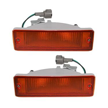Imagem de TRQ Conjunto de luzes de estacionamento lado do motorista e do passageiro compatível com Nissan D21 1988-1995 Pathfinder 1988-1997 Pickup NI2520108 NI2521108