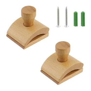 Imagem de Crapyt Cabides de colcha de madeira, grampo de parede com parafusos, para pendurar tecidos e tapeçaria na parede para exibição e decorar o cômodo, 2 peças cilíndricas