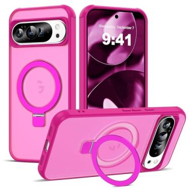 Imagem de SKYLMW Capa compatível com Google Pixel 9 Pro XL/10 Pro XL com suporte magnético invisível, compatível com Mag-Safe, capa de telefone translúcida com ótima sensação de aderência para mulheres e homens
