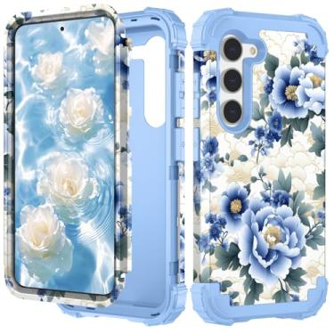 Imagem de PIXIU Capa exclusiva com estampa floral compatível com Samsung Galaxy S23 5G, capa resistente à prova de choque de camada dupla à prova de choque híbrida robusta para mulheres, meninas, crianças