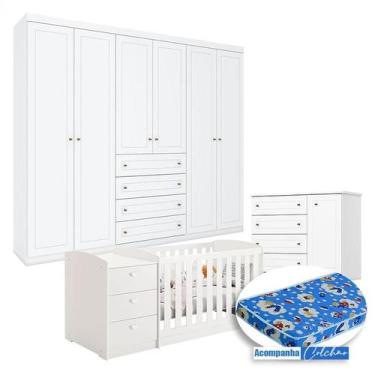 Imagem de Quarto Infantil Mississipi 6 Portas com Berço Multifuncional Atlanta B