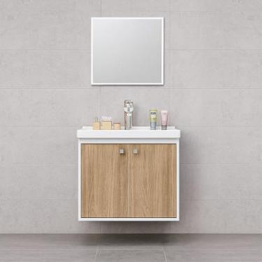 Imagem de Kit Armário para Banheiro 50cm MDF com Cuba + Espelheira - Bergamo (Berlin)