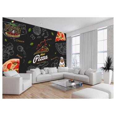 Imagem de Papel De Parede Estilo Lousa Pizza Ingrediente 3,5M Lcb13