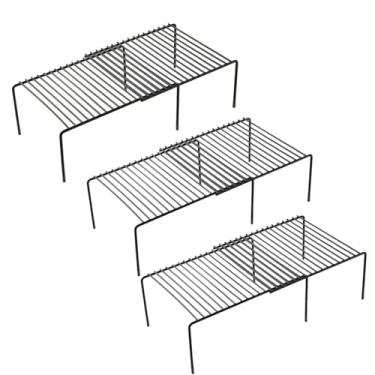 Imagem de bangminda Conjunto de 3 organizadores de prateleira expansíveis para armário de cozinha, 6 peças, prateleiras de armazenamento de despensa de arame ajustáveis para armário, balcão, freezer e bancada