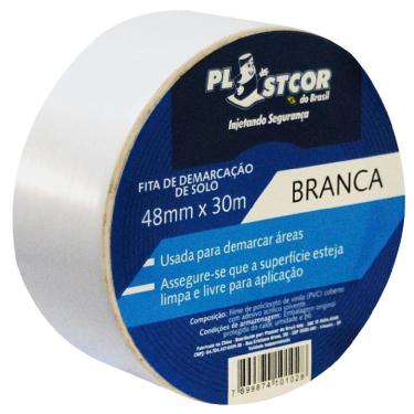 Imagem de Fita Para Demarcação Branca 50mm X 30 Metros - 700.01515 - Plastcor Fita Demarcacao Bra...