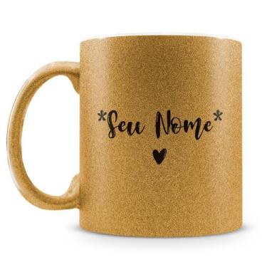 Imagem de Caneca Glitter Bronze Personalizada com Nome - 325ml - Amo Canecas