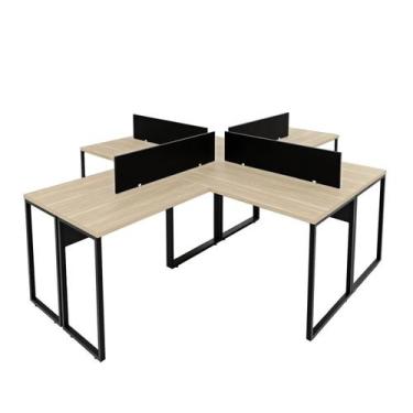 Imagem de Escrivaninha Ilha em L Estação de Trabalho Mesa Industrial 240x78cm Of