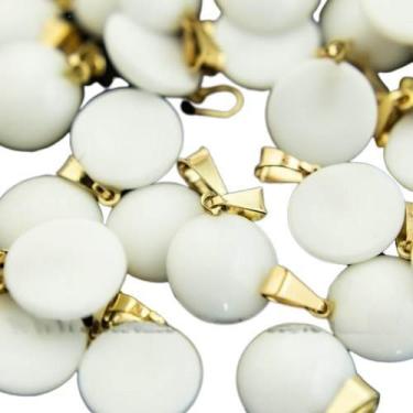 Imagem de Mini Pingente Disco de Dolomita Branca com Pino Dourado - Atacado - Cr