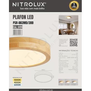 Imagem de PLAFON SOBREPOR REDONDO PSR-003MD/300 3EM1 20W MADEIRA