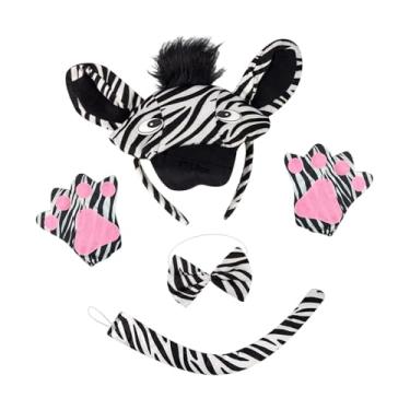 Imagem de simhoa Conjunto de gravata borboleta e cauda com orelhas de zebra, acessórios para fantasias de animais, adereços de filmes, Style a