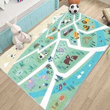 Imagem de Lacomfy Tapete infantil 1,5 m zoológico animal quarto tapete floresta animal playroom tapete para meninos meninas aventura playmat tapete de área infantil para quarto de crianças decoração de berçário