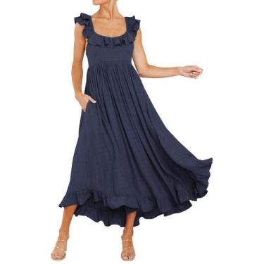 Imagem de Vestido de verão R.Vivimos sem mangas com babado boho para mulheres