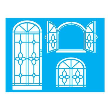 Imagem de Stencil Tamako Janelas Porta - 15X20Cm - Ref A2338