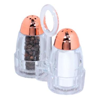 Imagem de Kit Sal E Pimenta Galheteiro Com Saleiro Pimenteiro Em Acrílico Transp