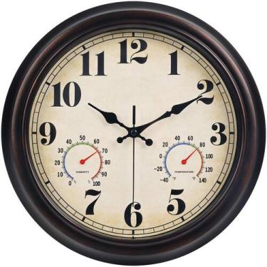 Imagem de Relógio de parede 45minSt 33cm vintage impermeável com termômetro