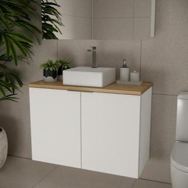 Imagem de Gabinete nature 90cm estilare gab4032 branco/carvalho