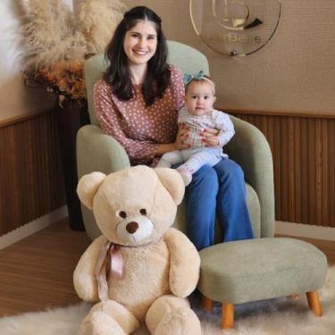 Imagem de Poltrona Amamentação Organica - Organite Com Puff Canoa Boucle Verde S