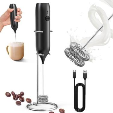 Imagem de Milk Frother CIRCLE JOY Portátil Recarregável com Suporte Preto
