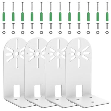 Imagem de Suporte de câmera PTZ de 4 peças, suporte de câmera de anel montado na parede, adesivo e suporte de parafuso para câmera de segurança doméstica com parafusos, suporte de câmera de vigilância de metal