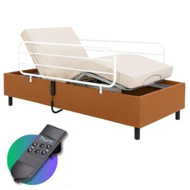 Imagem de Cama Hospitalar Motorizada Articulada Zeus com Colchão D28 Original Capa Grades Cadeirante Acamado Idoso