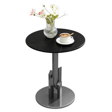 Imagem de Mesa lateral de mármore moderna com base de metal para sala de estar, quarto - design elegante, construção durável, perfeita para decoração e uso diário
