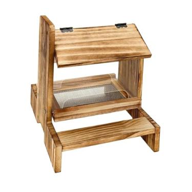 Imagem de Baoblaze Alimentador de madeira para esquilos, alimentador pendurado para mesa de de esquilos de estimação para cerca de quintal, árvores de chão ao