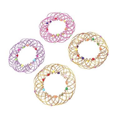 Imagem de KOMBIUDA 4 peças de cestas mandala, brinquedo educativo de ferro flexível para meninos e meninas, design criativo feito à mão para diversão em família e construção de relacionamento