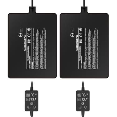 Imagem de Simple Deluxe Almofada de aquecimento para répteis de 20 x 30 cm, 16 W, com termostato ajustável, tapete de aquecimento para terrário para tartarugas, lagartos, sapos e outros répteis, pacote com 2