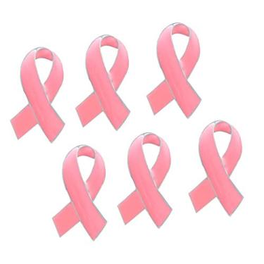 Imagem de Baoblaze Broche de fita rosa oficial 6 peças distintivo de lapela de conscientização do câncer de mama para mulheres meninas não disponível