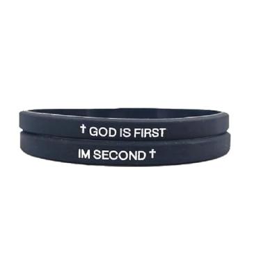 Imagem de Fuqimanman2020 GOD IS FIRST BRACELET, IM Second Christian Rubber Bracelet Silicone Bible Verses Pulseiras Inspiradoras Religiosas Motivacionais Pulseiras Pulseiras, Medium, Silicone, Sem Pedra