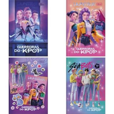 Imagem de Kit de Cadernos, Tilibra, Brochura, 1/4, Capa Dura, Guerreiras do K-Pop, 80 Folhas, Pacote com 5