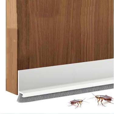 Imagem de Varredura de porta para parte inferior, design integrado de 100 cm C com escova autoadesiva embaixo da porta rolha de rascunho para parte inferior das portas, vedação de poeira/ruído/isolamento de ar