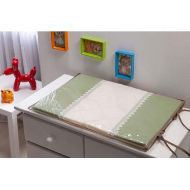 Imagem de Trocador para comoda de Bebê Verde Cana e Marfim com Guippir Quarto be