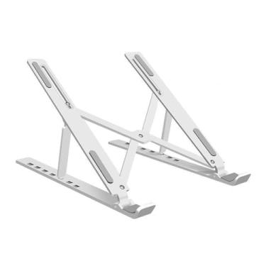 Imagem de Suporte de laptop dobrável para mesa – Suporte de laptop de altura ajustável para computador e tablet – Suporte portátil e ergonômico para laptop com suporte de suspensão para casa e escritório