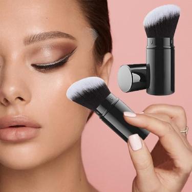 Imagem de Pincel de maquiagem retrátil, pincel angular para viagem, blush, base, pincel de maquiagem com capa para blush, protetor solar, iluminador, cosméticos em pó, cosméticos em creme líquido para viagem