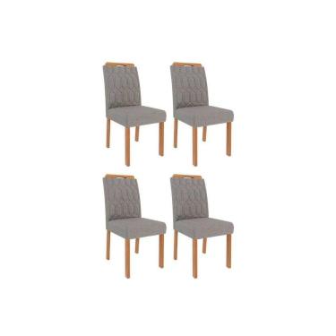 Imagem de Kit 4 Cadeiras Sala Jantar Paola Wood 4 Un Carvalho-linho Grafite - Cimol