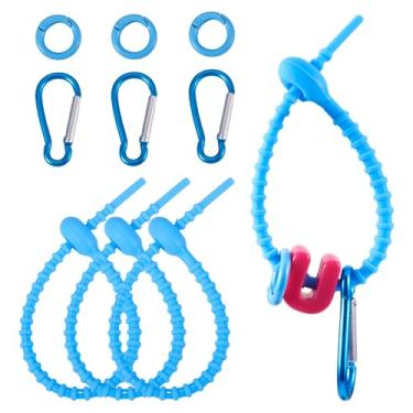 Imagem de 6 tiras de silicone com clipe de bolsa de silicone com anéis de portão de mola de liga e fecho de mosquetão de escalada de alumínio para chaveiro faça você mesmo para fazer joias, mochila, bolsa