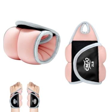 Imagem de CMJO Pesos de pulso para mulheres, faixas de braço pesadas com alças para polegar, pesos de mão de 1,8 kg para pilates, ioga, caminhada, corrida, fisioterapia