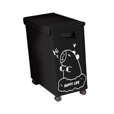 Imagem de DimyFew Carrinho de utilidades embaixo da mesa, cesto de roupa suja com tampa e rodas, organizador prático, carrinho móvel com rodinhas para casa, sala de, Capivara Preta Xl
