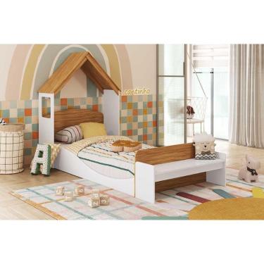 Imagem de Quarto Infantil Completo 2 Peças (cama+cabeceira) Branco-amendoa - Peroba