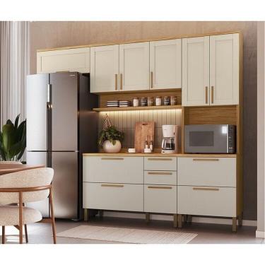 Imagem de Cozinha Completa Modulada 4 Peças 186,7cm 100% Mdf Estônia Espresso Móveis Amêndoa-off White