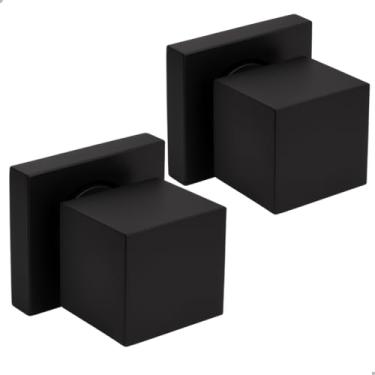 Imagem de Kit 2 Acabamento Registro Preto Banheiro Quadrado SOFTINOX Metal Inox Registro Padrão D...