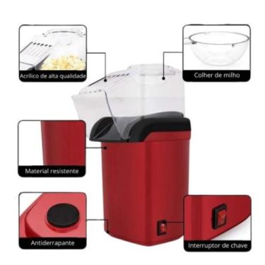 Imagem de Pipoqueira elétrica sem óleo Sokany 220V vermelho, Vermelho, 220V