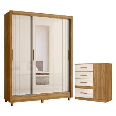 Imagem de Guarda Roupa Casal Bolívia E Cômoda Vênus Freijó Off White - Moval - M