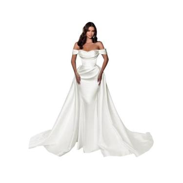 Imagem de Vestido de noiva Hegbach Simple Off Shoulder Mermaid Ivory - Hegabch