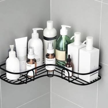 Imagem de Kit 2 Suporte Prateleira Porta Shampoo de Canto Com Adesivo Organizador Metal(1 PEÇA CANTO)